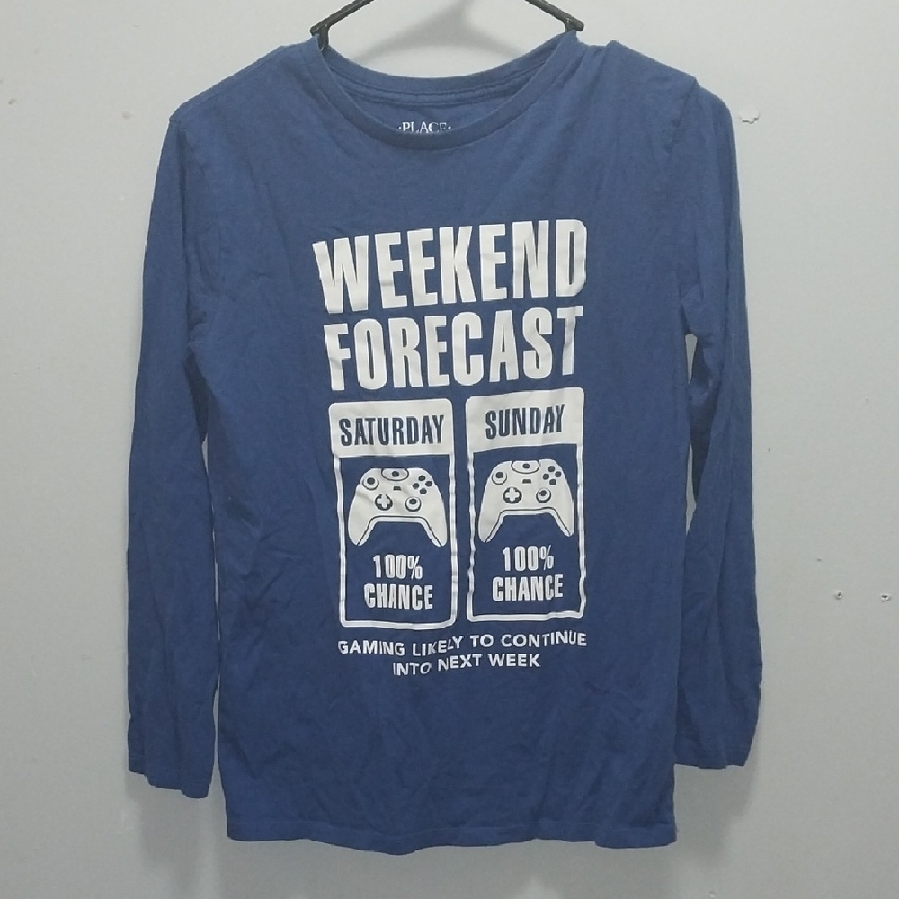 Children's Place Long Sleeve Blue Gaming Tee XL 14